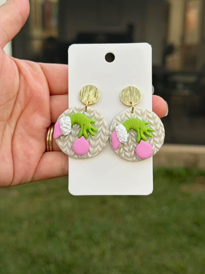 Pink Grinch Dangles