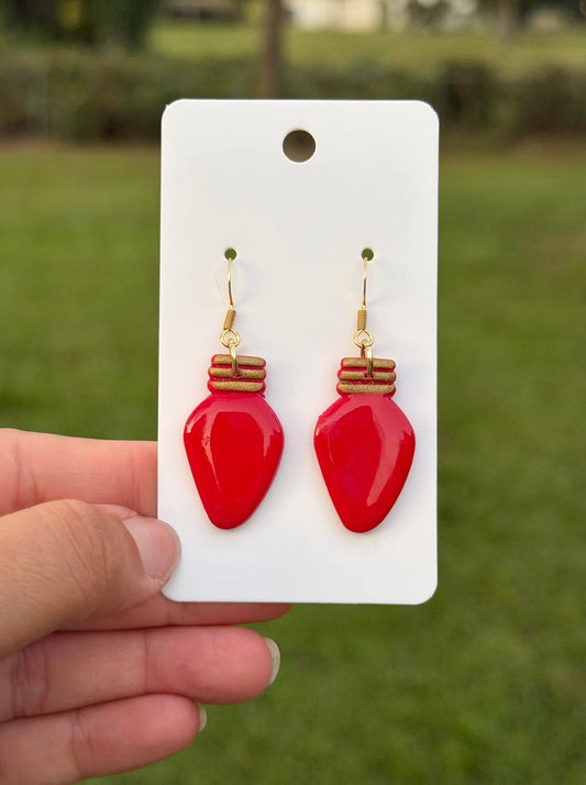 Red lightbulb dangles