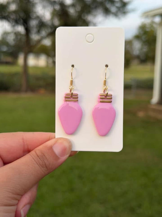 Light pink lightbulb dangles