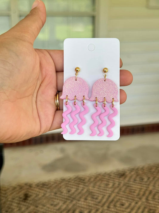 Pink jelly fish dangles