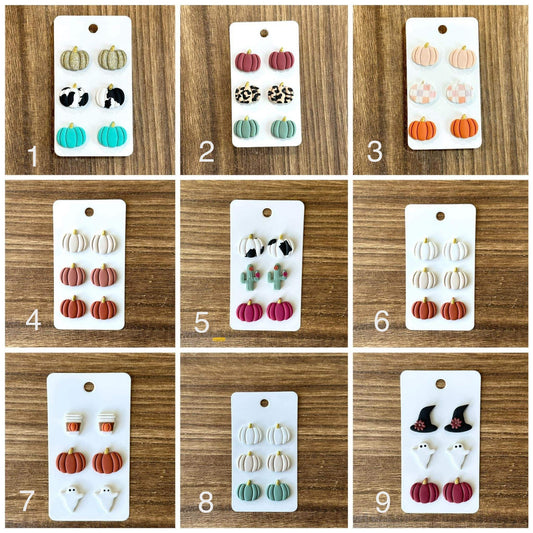 3 pack of clay fall earrings