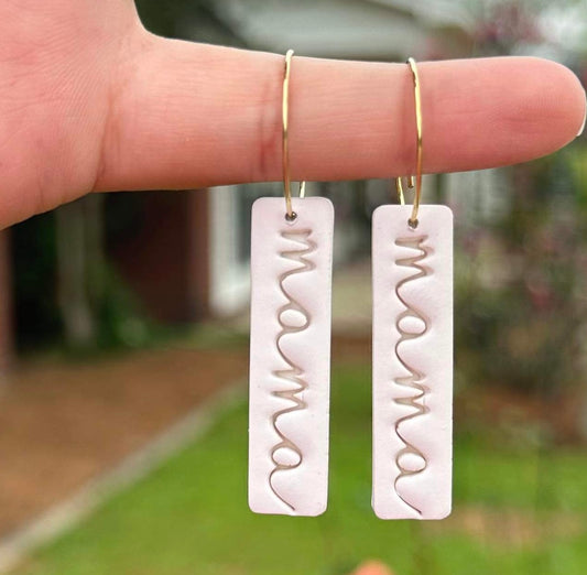 White/Pearl mama hoop earrings