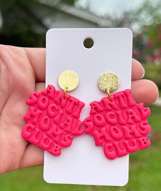 Anti Social Moms Club Pink Earrings